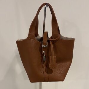 Elegant Brown Faux Leather Handbag